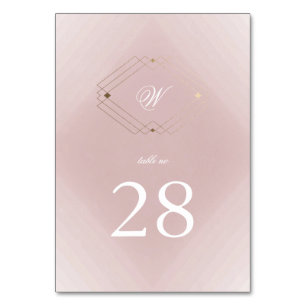 Klassisk Guld Dusty Ro Rosa Monogram Bröllop Bordsnummer