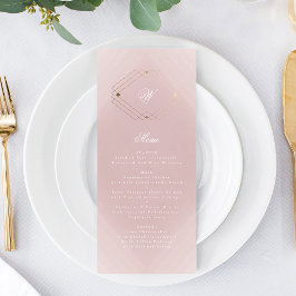 Klassisk Guld Dusty Ro Rosa Monogram Bröllop Meny
