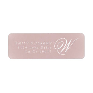 Klassisk Guld Dusty Ro Rosa Monogram Bröllop Returadress Etikett