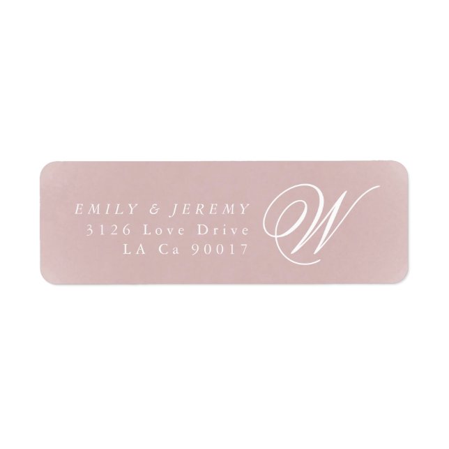 Klassisk Guld Dusty Ro Rosa Monogram Bröllop Returadress Etikett (Framsidan)