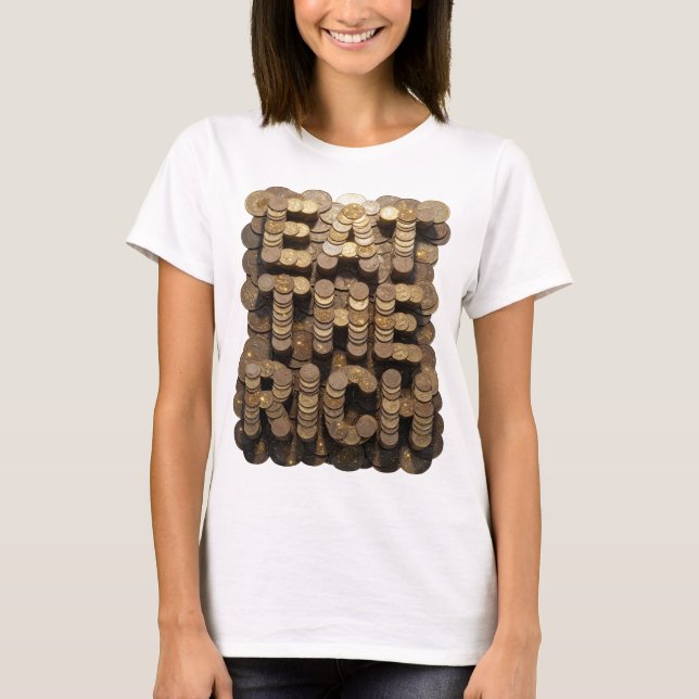 Klassisk guld EAT THE RISK Citat Design T Shirt (Framsida)