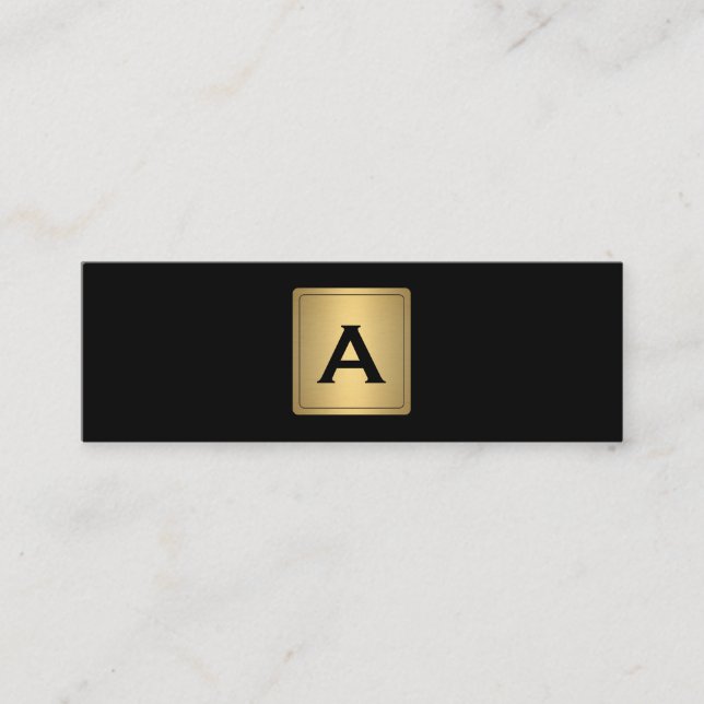 Klassisk Guld-etikett med Monogram Mini Visitkort (Framsida)