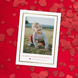 Klassisk guld-folie ram Photo Valentine Day Anteckningskort