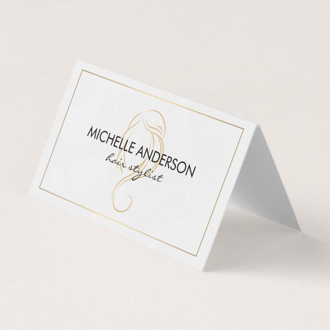 Klassisk Guld Gräns Hair Stylist Visitkort (Framsida)