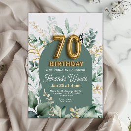 Klassisk Guld Greenery 70:e födelsedagen Inbjudningar