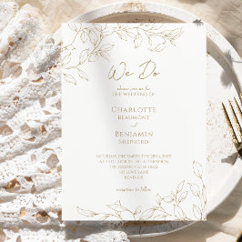 Klassisk Guld Greenery vi gör bröllopsinbjudan Inbjudningar