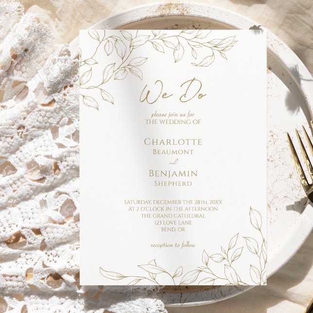 Klassisk Guld Greenery vi gör bröllopsinbjudan Inbjudningar (Skapare uppladdad)