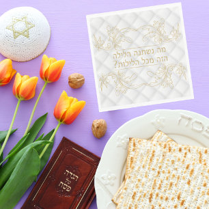 Klassisk Guld Hebrew Pesach Seder Passover Pappersservett