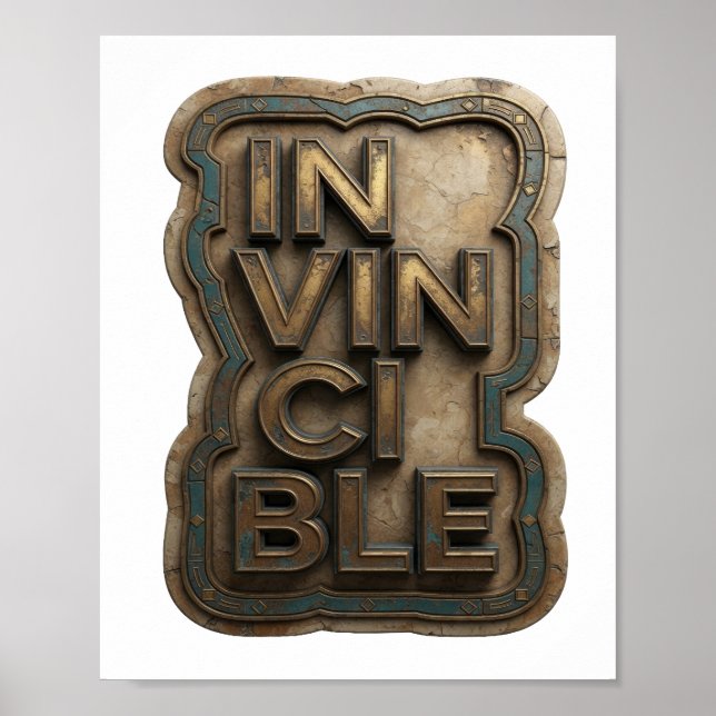 Klassisk guld INVINCIBLE Citatdesign Poster (Framsidan)