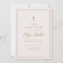 Klassisk Guld Kor Religiösa Baptism & Christening Inbjudningar