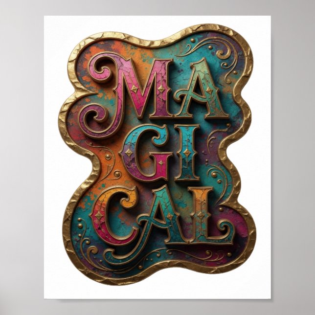 Klassisk guld MAGISK Statement-design Poster (Framsidan)