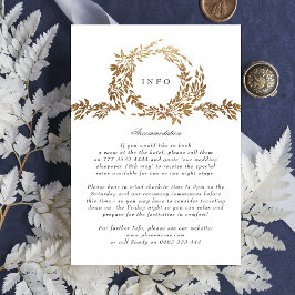 Klassisk Guld Monogram Botaniska Vapenskölden Bröl Tilläggskort