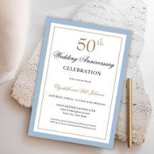 Klassisk guld och blå 50-års bröllopsjubileum