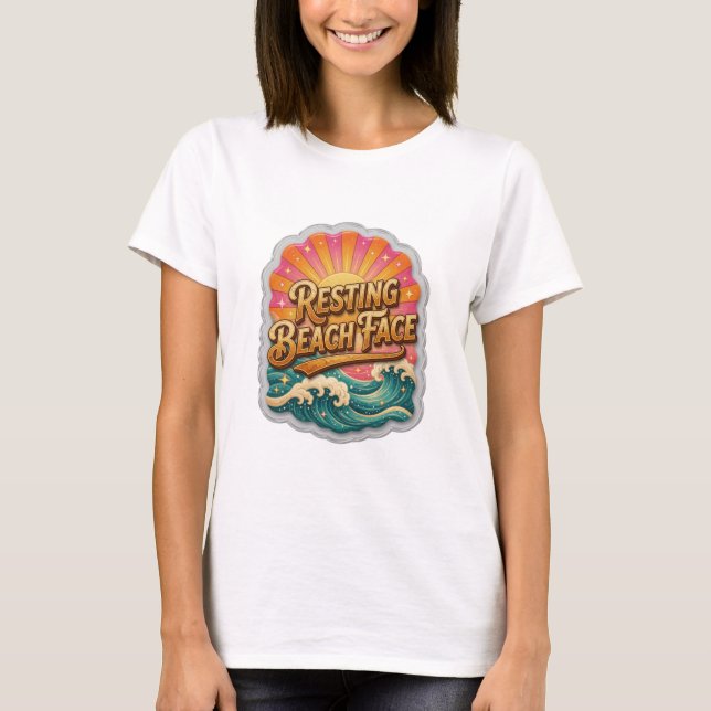 Klassisk guld RESTING BEACH FACE Citat T-shirt (Framsida)