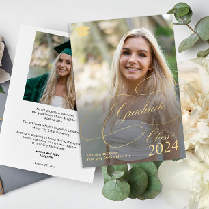Klassisk guld-skriptfotoklass av 2024 studenten meddelande