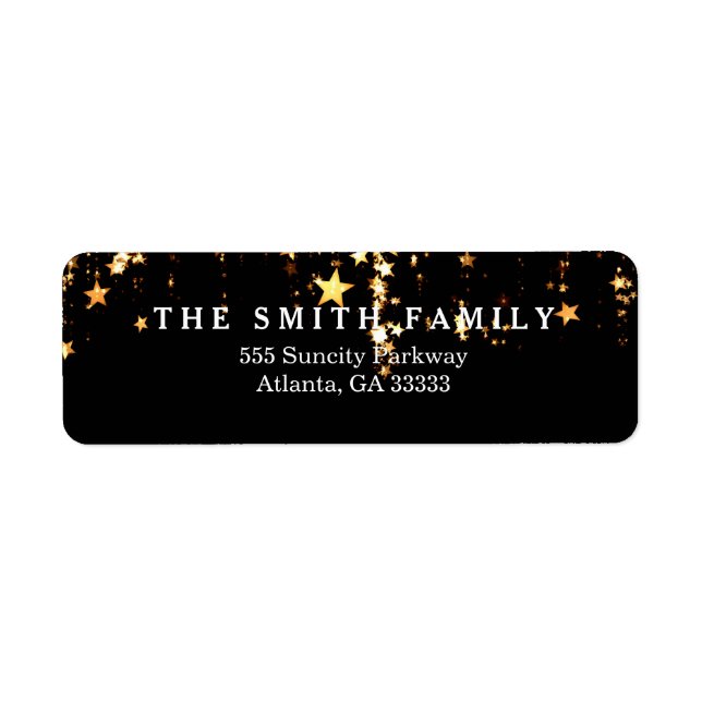Klassisk Guld Stars Modern jul Returadress Etikett (Framsidan)