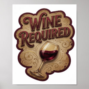 Klassisk guld WINE REQUIRED Textdesign Poster