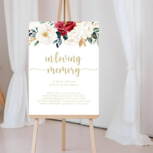 Klassisk guldblommig 'In Loving Memory'-skylt Poster