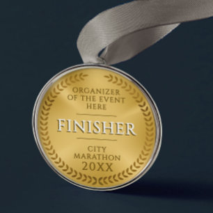 Klassisk guldlagrad medalj för idrottstävling julgransprydnad metall