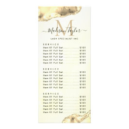 Klassisk Gult Guld Glitter Agate Marble Monogram Reklamkort