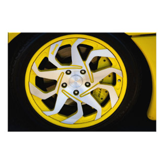 Klassisk Gult Hot rod Wheel Fototryck