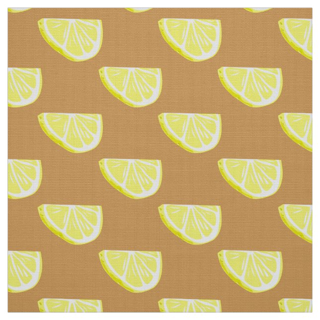 Klassisk Gult Lemon Fruit Segce Mönster Fabric Tyg (Provkarta)