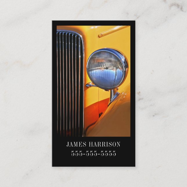 Klassisk Gult och svart bil Visitkort (Framsida)