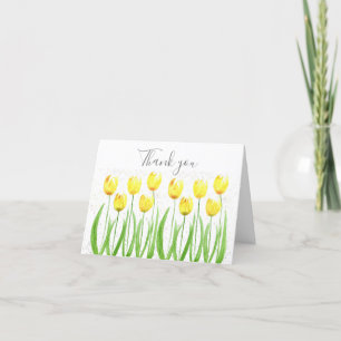 Klassisk Gult Tulips Blommigt Bröllop Tack Kort