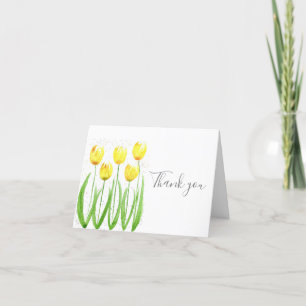 Klassisk Gult Tulips Blommigt Bröllop Tack Kort