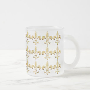 Klassisk gyllene Fleur-de-Lis-ikon Frostad Glasmugg
