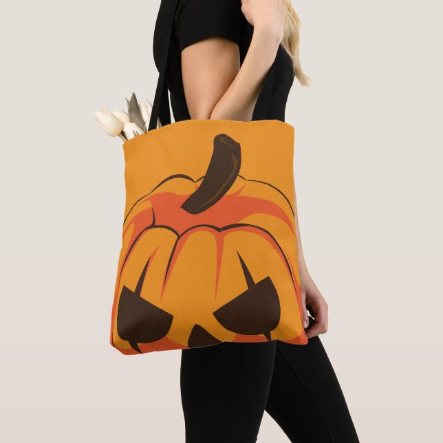 Klassisk Halloween-pumpa Jack O Lantern Tygkasse (Närbild)