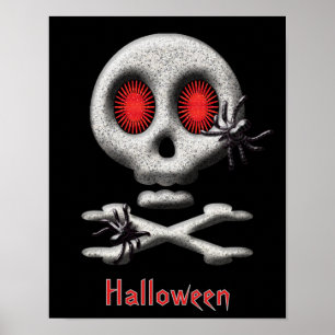 Klassisk Halloween Skräckskalle och kusliga spindl Poster