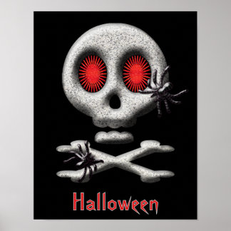 Klassisk Halloween Skräckskalle och kusliga spindl Poster
