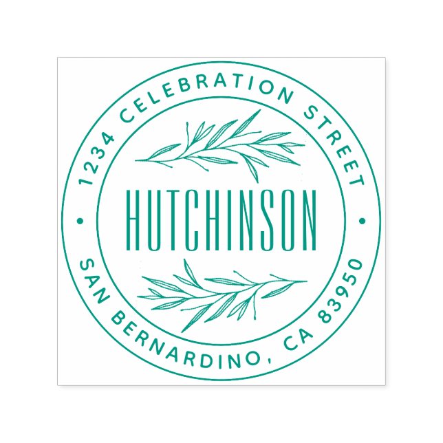 Klassisk handdragen Grenar Round-Returadress Självfärgande Stämpel (Design)