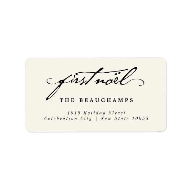 Klassisk handskrift Baby första Noel Adress Adressetikett (Framsidan)