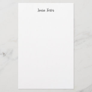 Klassisk handskrift Elegant Namn Black White Brevpapper