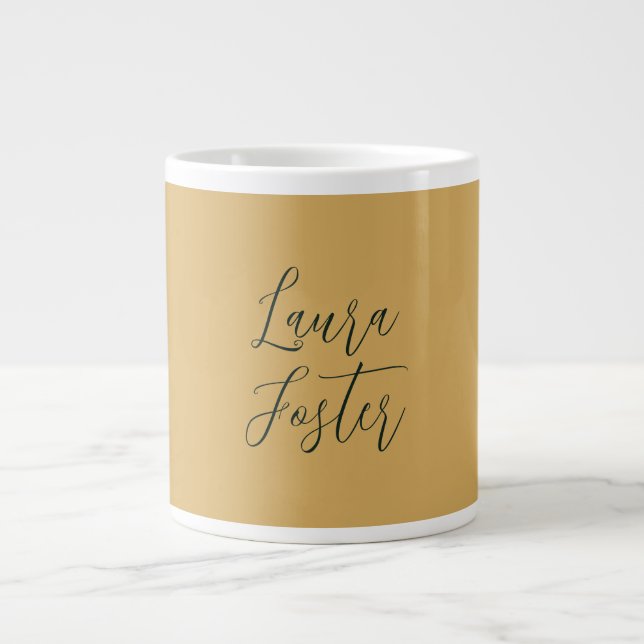 Klassisk handskrift Elegant Namn Guld Färg Jumbo Mugg (Framsidan)