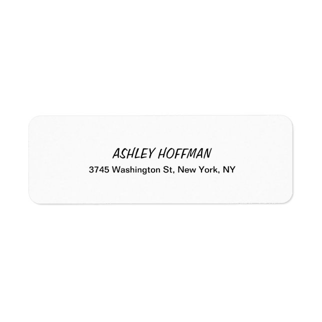 Klassisk handskriftsbeskrivning för svartvitt returadress etikett (Framsidan)