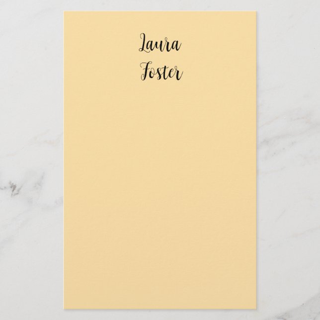 Klassisk handstil Elegant Namn Beige Färg Brevpapper (Framsida)