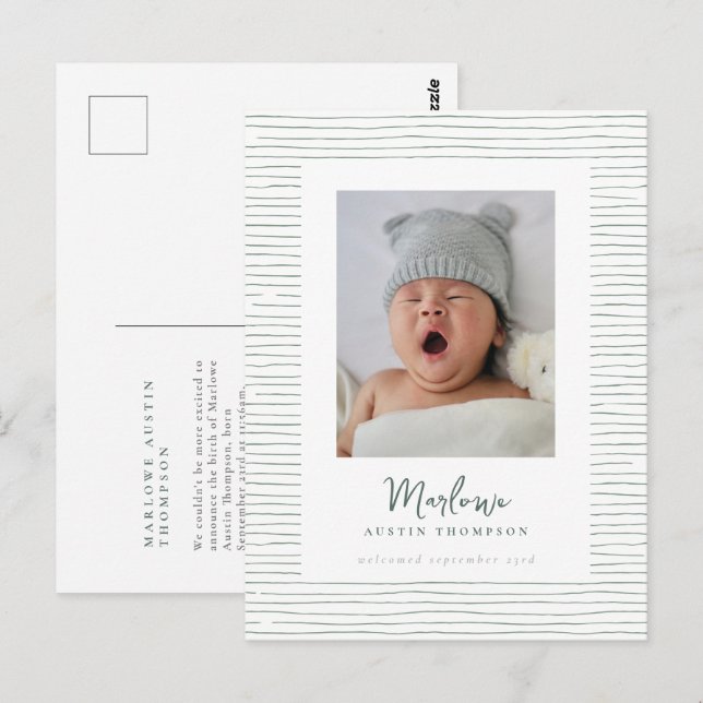 Klassisk handtagen Grönt - meddelande om strimlad  Vykort (Fram/baksida)