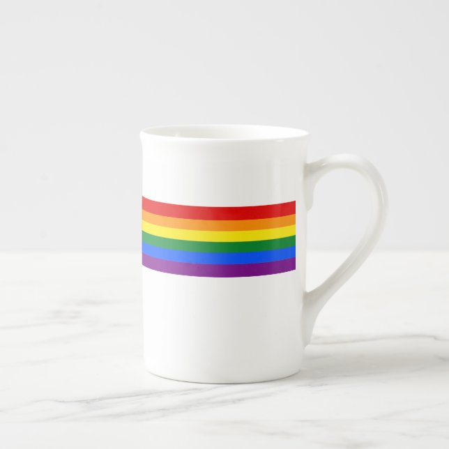 Klassisk HBT TQ Gay pride Rainbow Flagga Benporslin Mugg (Höger)