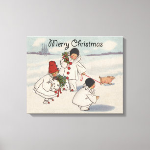 Klassisk helg jul Snö Child Canvastryck