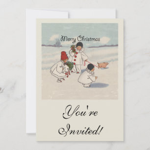 Klassisk helg jul Snö Child Inbjudningar