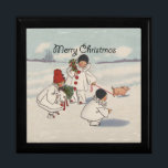 Klassisk helg jul Snö Child Minnesask<br><div class="desc">Vilket underbart julkort! Från ett 1916 års julkort,  där barn från snö går sin spargris i snö. Festiv och rolig!</div>