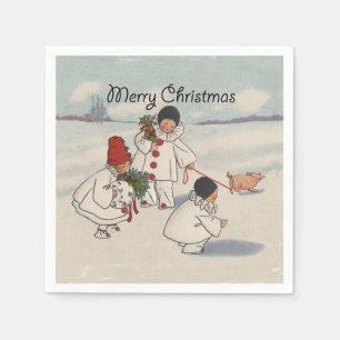 Klassisk helg jul Snö Child Pappersservett