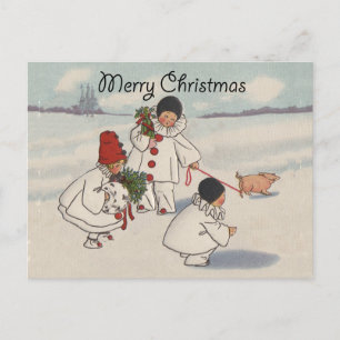 Klassisk helg jul Snö Child Vykort