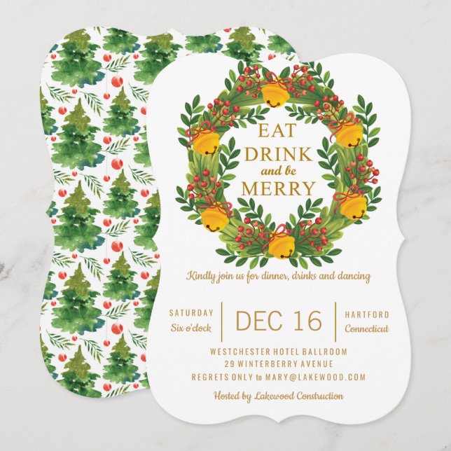 Klassisk Helgdag Kand Party Julgran Inbjudningar (Fram/baksida)