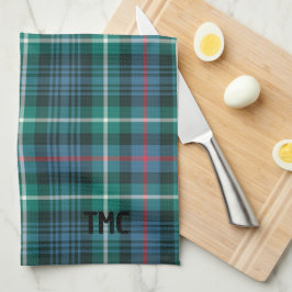 Klassisk Helgdag Tartan Play Initialer Festive Kökshandduk