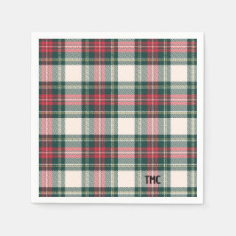 Klassisk Helgdag Tartan Play Initialer Festive Pappersservett