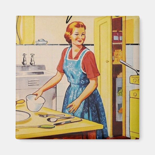 Klassisk hemmafru Retro l Kitchen-gåva Magnet (Framsidan)